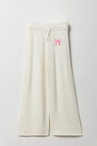 Girls Embroidered Knit Wide Leg Pant