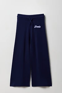 Girls Embroidered Knit Wide Leg Pant