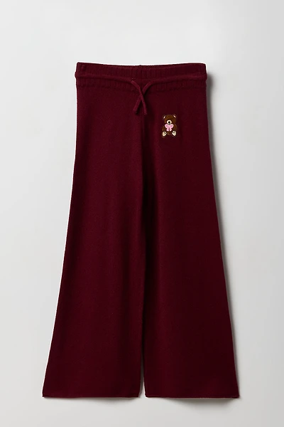 Girls Embroidered Knit Wide Leg Pant