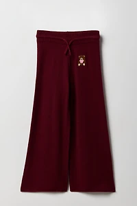 Girls Embroidered Knit Wide Leg Pant