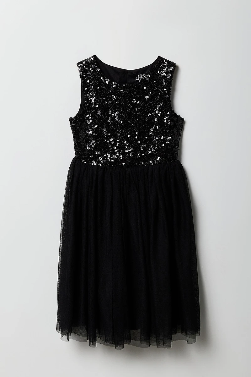 Girls Sequin Tulle Skater Dress