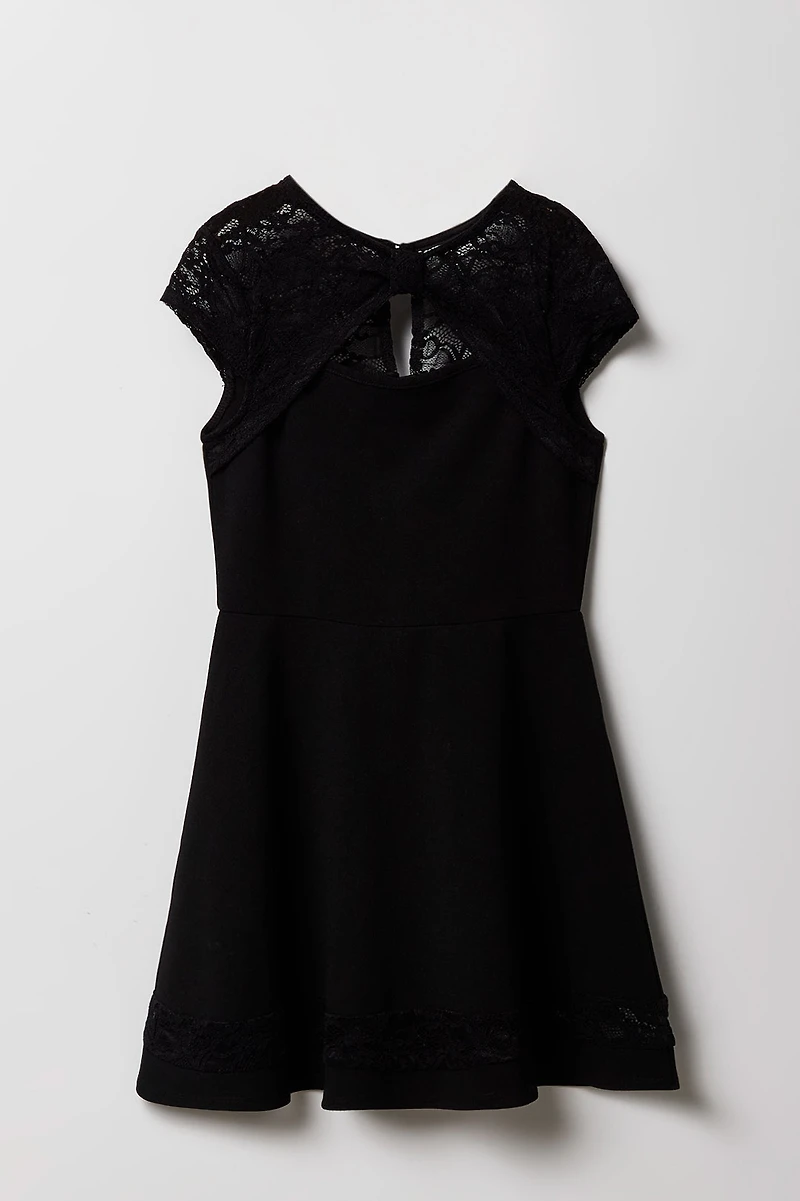 Robe à jupe virevoltante en dentelle pour fille