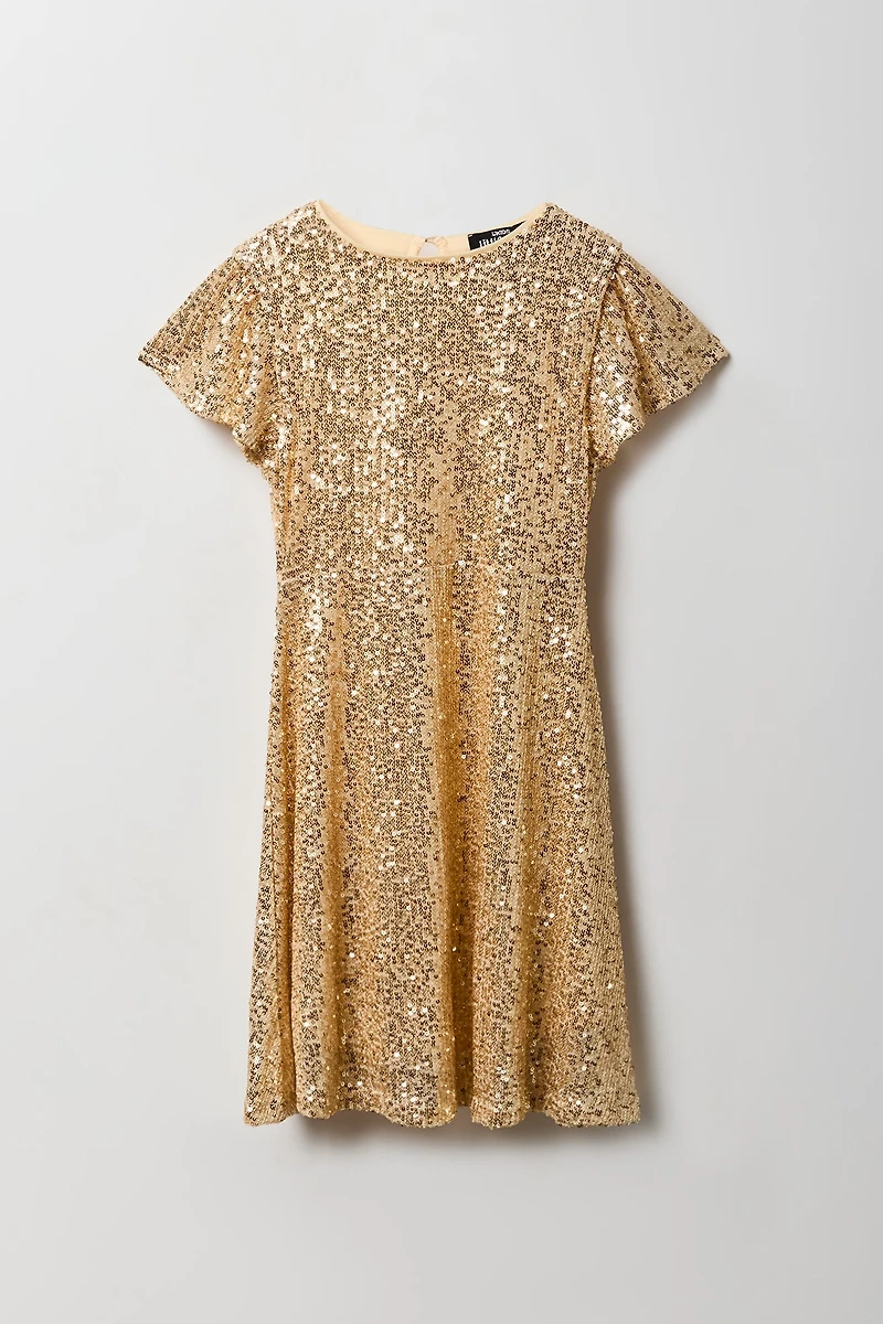 Girls Sequin Skater Dress