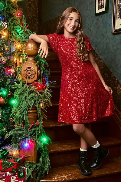 Girls Sequin Skater Dress