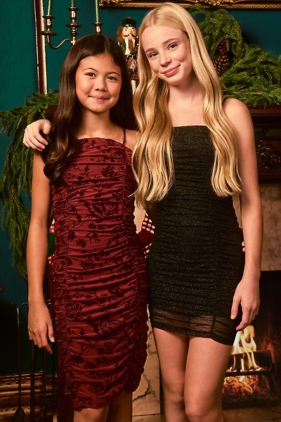 Robe ruchée en filet scintillant pour fille