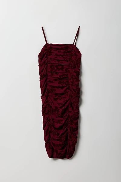 Robe ruchée en filet fleuri pour fille