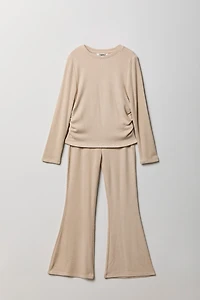 Ensemble avec haut ruché à manches longues et pantalon jambe évasée pour fille