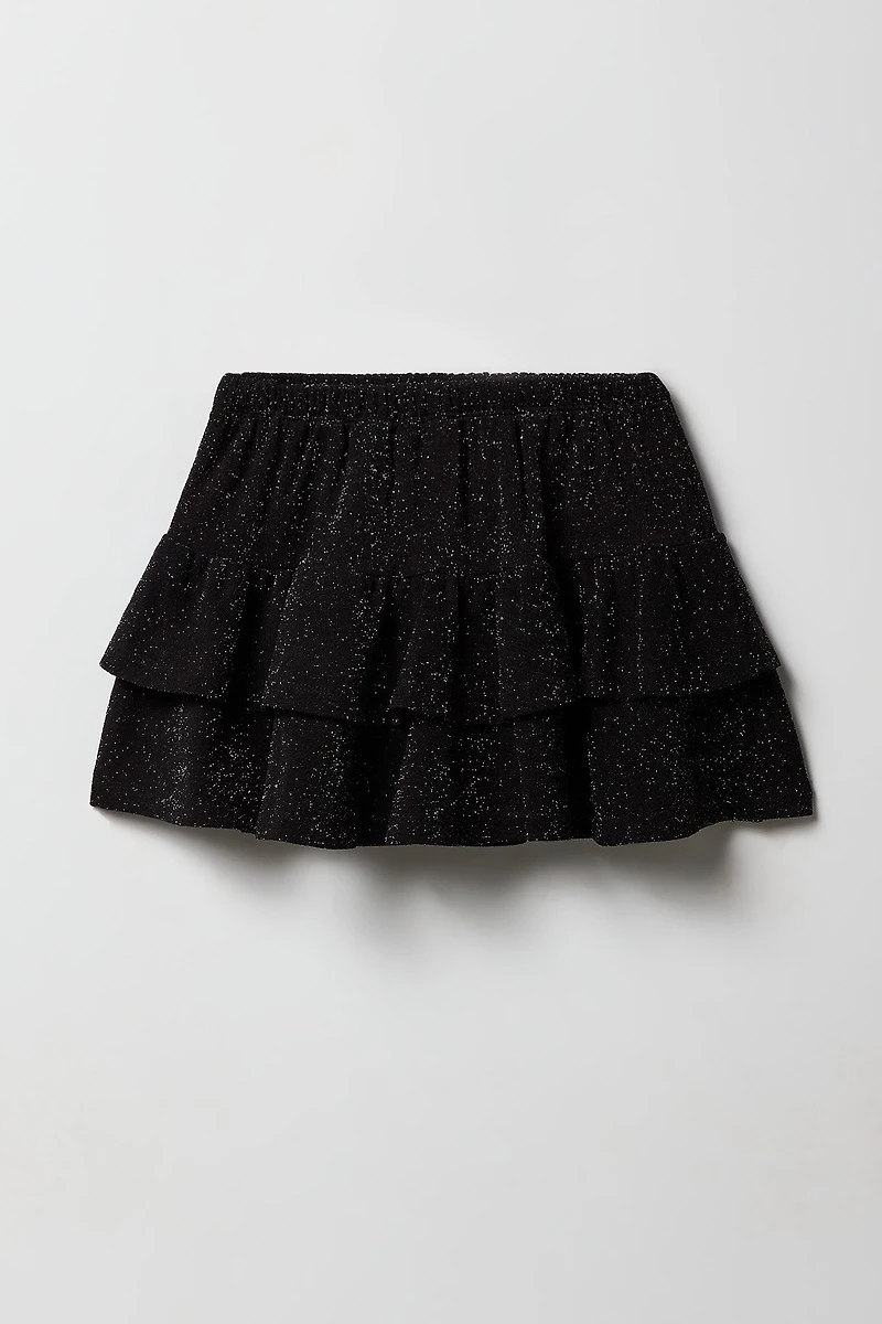 Girls Glitter Ruffle Skort