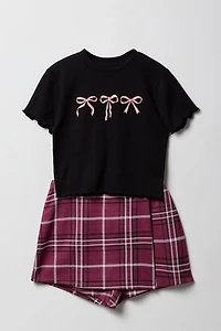 Girls Graphics T-Shirt & Plaid Skort 2 Piece Set