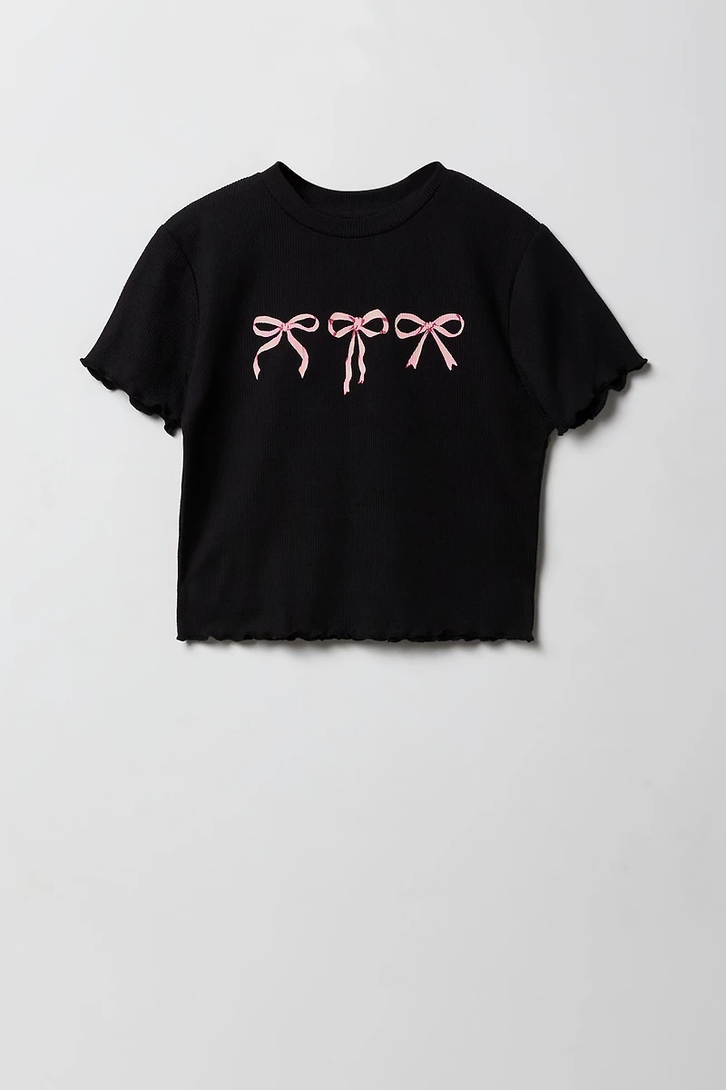 Ensemble 2 pièces t-shirt imprimé et jupe-short à carreaux pour filles