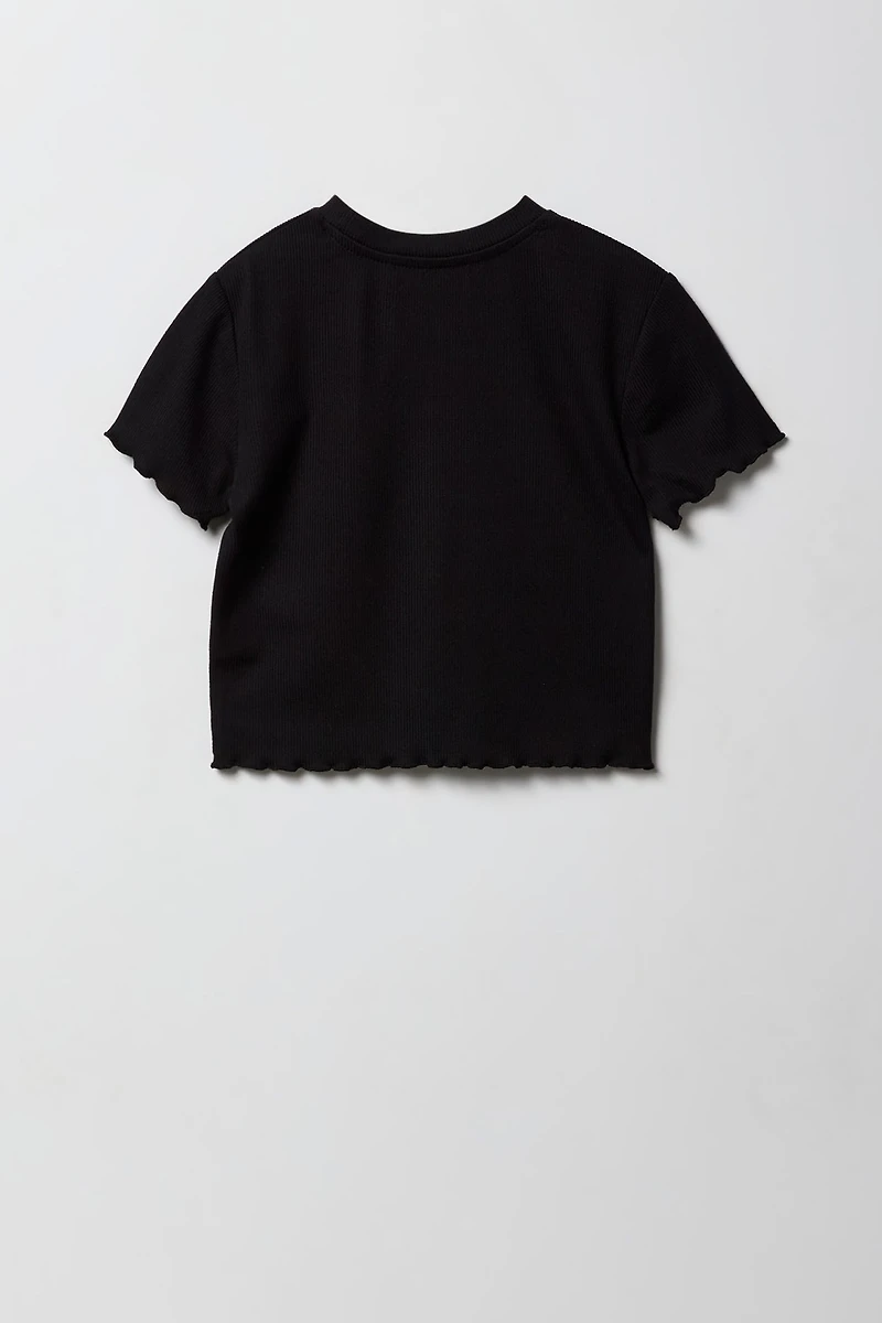 Ensemble 2 pièces t-shirt imprimé et jupe-short à carreaux pour filles