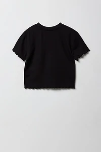 Ensemble 2 pièces t-shirt imprimé et jupe-short à carreaux pour filles