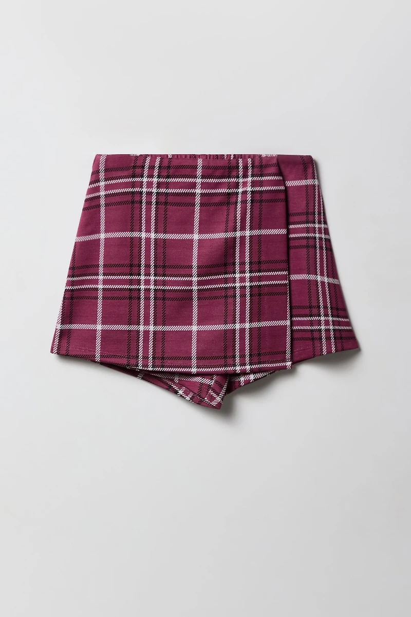 Ensemble 2 pièces t-shirt imprimé et jupe-short à carreaux pour filles