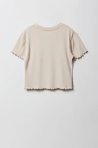 Ensemble 2 pièces t-shirt imprimé et jupe-short à carreaux pour filles