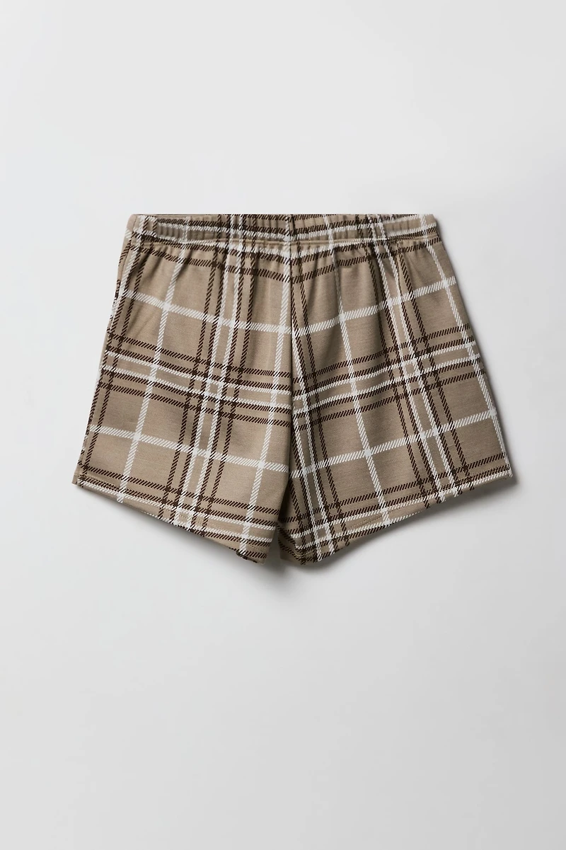 Ensemble 2 pièces t-shirt imprimé et jupe-short à carreaux pour filles