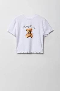 Ensemble 2 pièces t-shirt imprimé et jupe-short à carreaux pour filles
