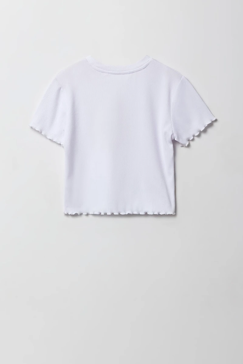 Ensemble 2 pièces t-shirt imprimé et jupe-short à carreaux pour filles