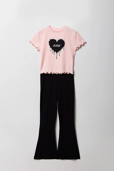 Girls T-Shirt & Flare Pant 2 Piece Set