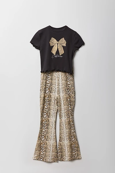 Ensemble 2 pièces t-shirt et pantalon évasé pour filles