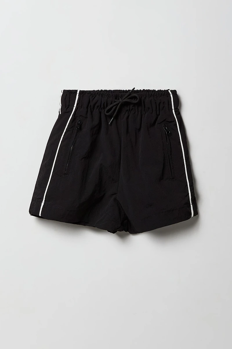 Girls Piping Zipper Pocket Short