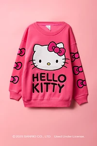Hello Kitty® Girls Oversized Chenille Embroidered Sweatshirt