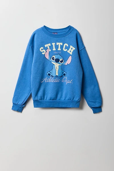 Kids Blue Stitch Graphic Fleece Sweatshirt