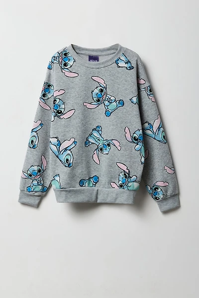 Girls Stitch Print Fleece Sweatshirt
