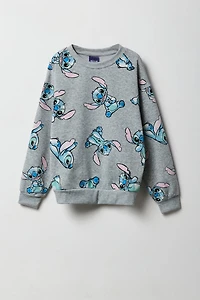 Girls Stitch Print Fleece Sweatshirt