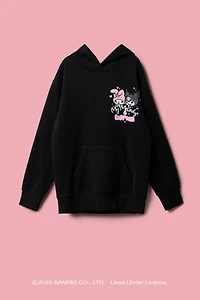 Haut à capuchon imprimé en relief Kuromi & My Melody pour filles