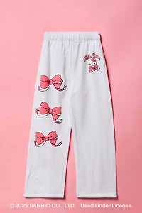 Pantalon en molleton à jambe large et imprimé relief Hello Kitty® pour filles