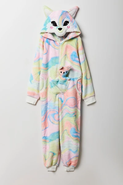 Kids 3D Fox Plush Onesie