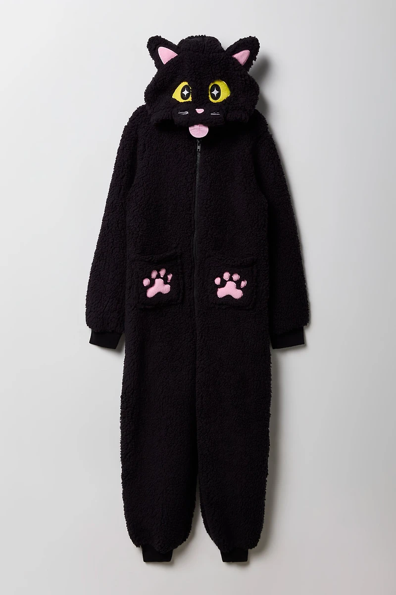 Combinaison en Sherpa Chat 3D pour enfant
