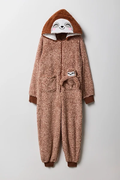 Combinaison en Sherpa Paresseux 3D pour enfant
