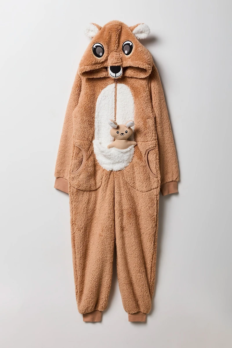 Combinaison en Sherpa Kangourou 3D pour enfant