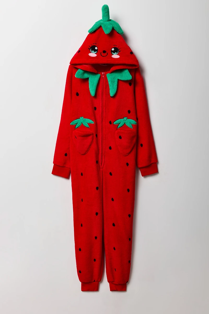Combinaison en peluche Fraise 3D pour enfant