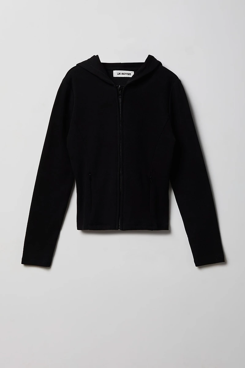 Girls Active Hooded Zip-Up Jacket