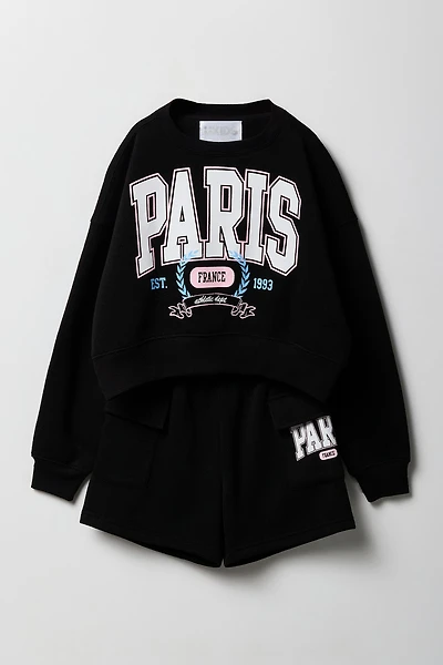 Ensemble 2 pièces chandail en molleton et short à imprimé Active pour femmes