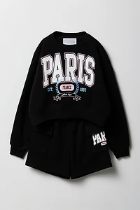 Ensemble 2 pièces chandail en molleton et short à imprimé Active pour femmes