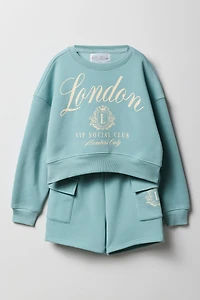 Ensemble 2 pièces chandail en molleton et short à imprimé Active pour femmes