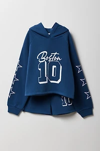 Ensemble avec haut à capuchon en molleton imprimé et short pour fille