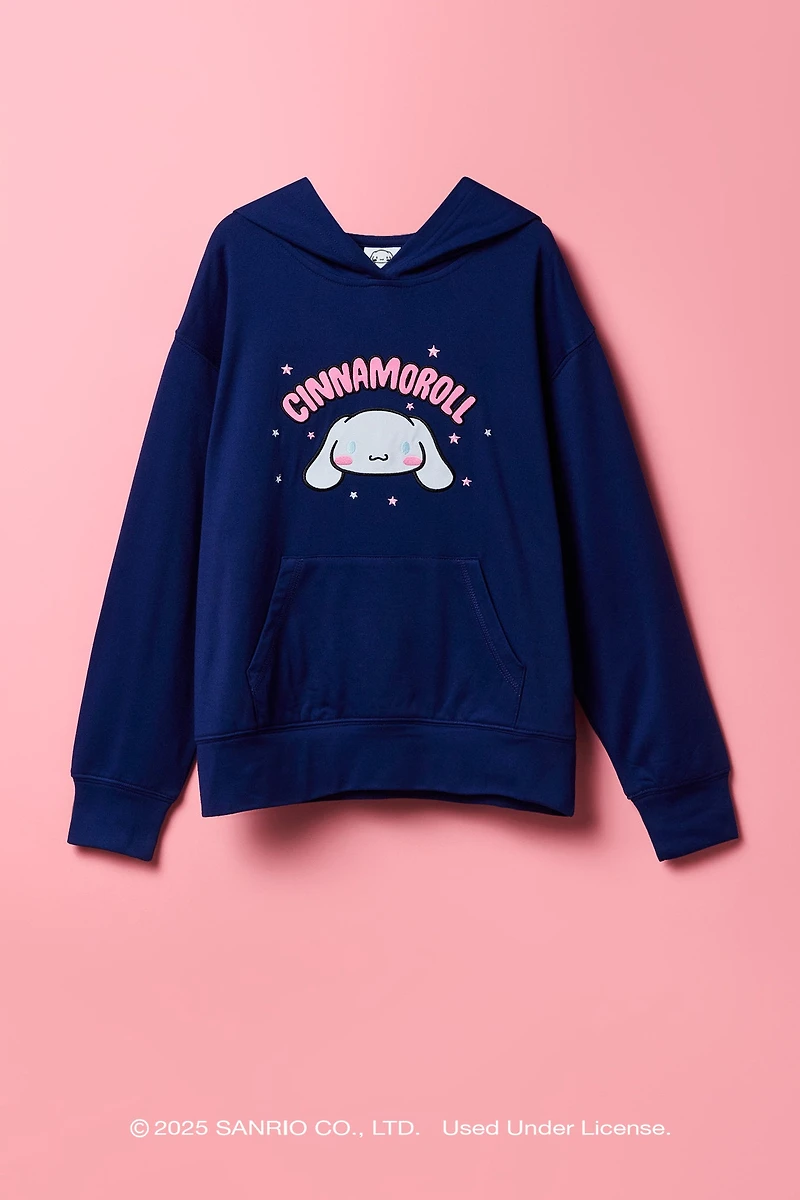 Haut à capuchon en molleton avec motif brodé Cinnamoroll pour fille