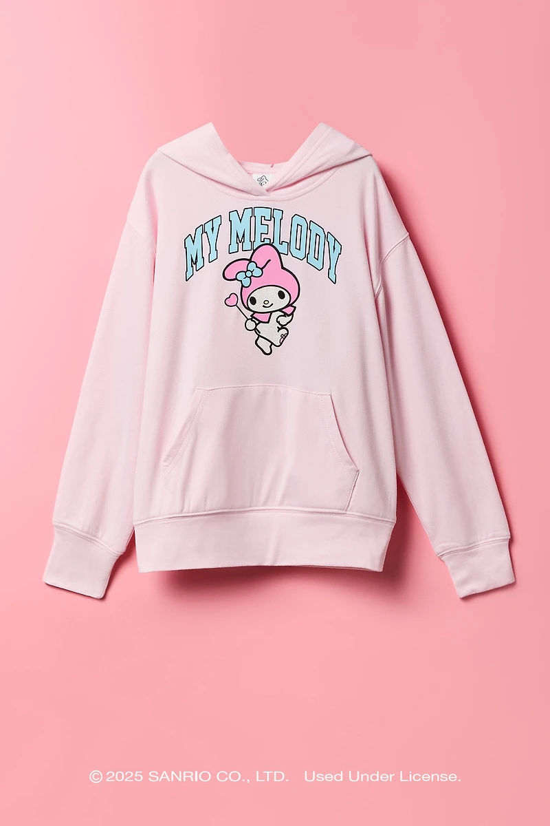 Haut à capuchon en molleton avec imprimé My Melody scintillant pour fille