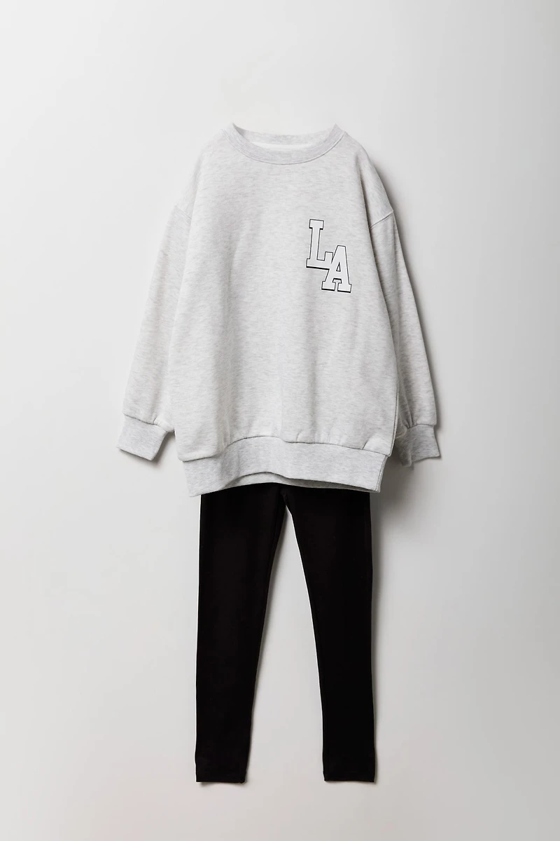 Ensemble Active 2 pièces chandail en molleton et legging imprimés pour filles