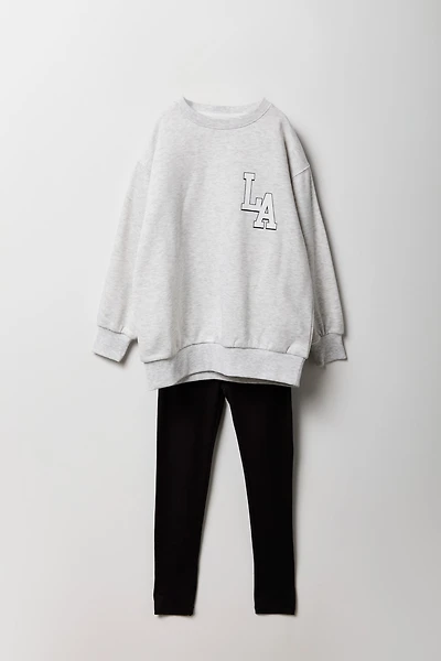Ensemble Active 2 pièces chandail en molleton et legging imprimés pour filles