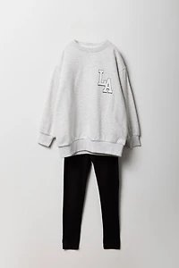 Ensemble Active 2 pièces chandail en molleton et legging imprimés pour filles