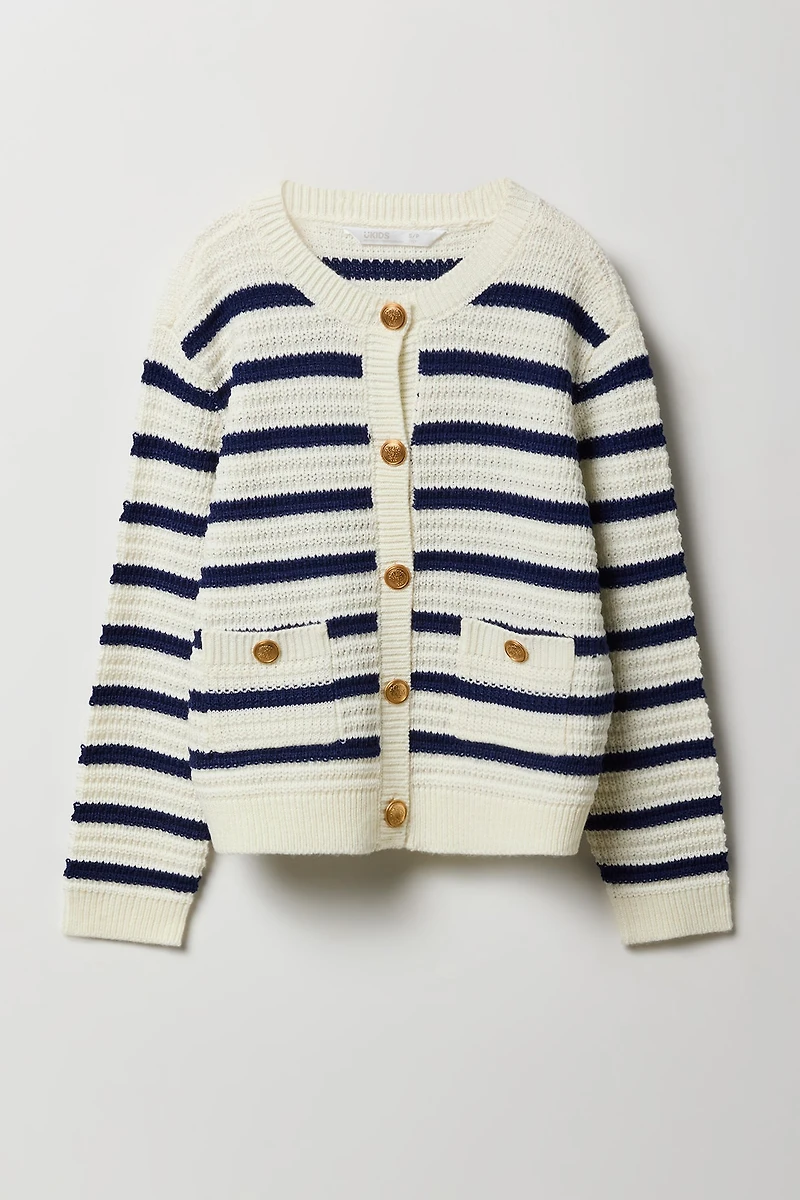 Cardigan en tricot boutonné pour filles