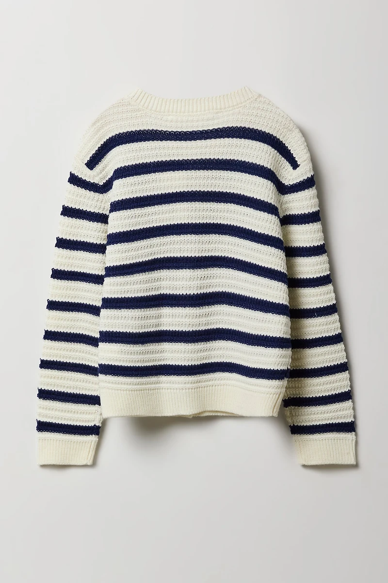 Girls Button Front Knit Cardigan