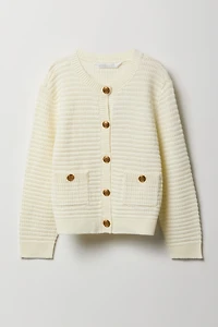 Girls Button Front Knit Cardigan