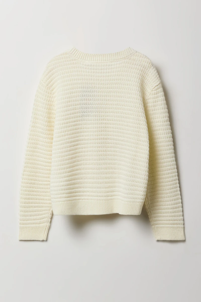 Girls Button Front Knit Cardigan