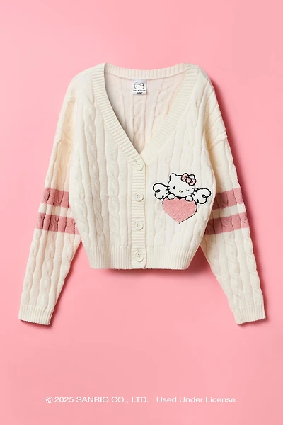 Cardigan en tricot torsadé à imprimé Hello Kitty® pour fille